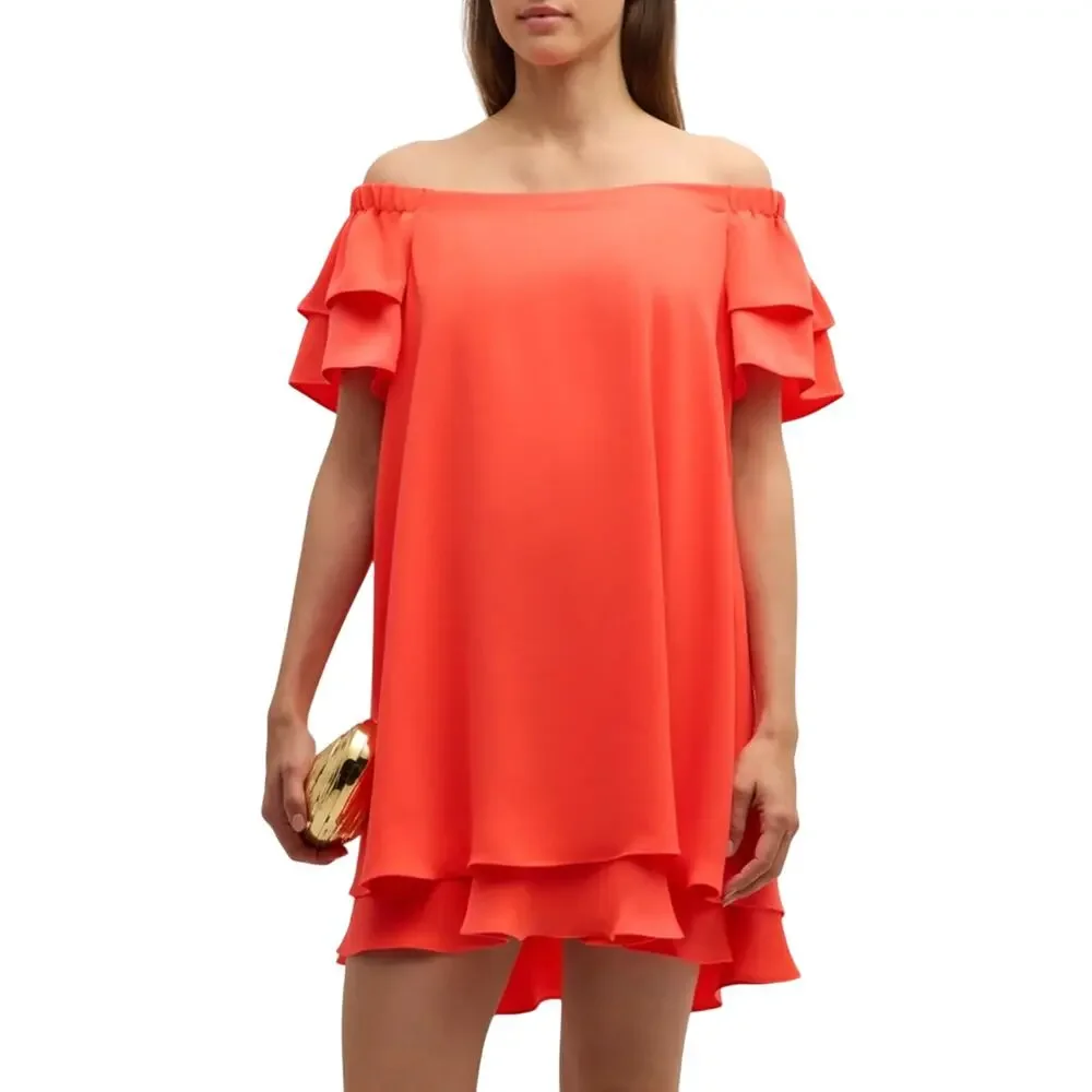 Trina Turk $298 Piper Off-Shoulder Ruffle Mini Dress in Superflora Size S